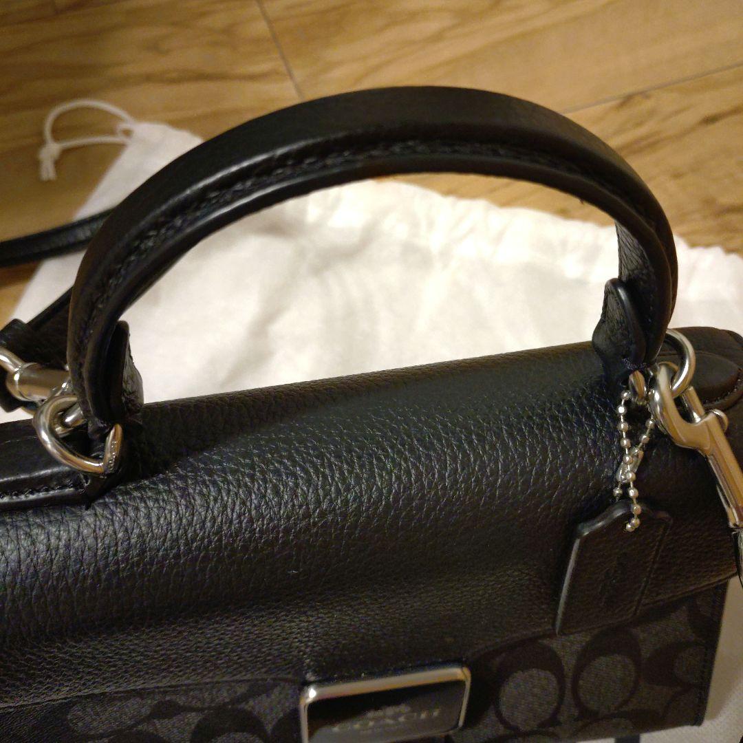 極美品　COACH ブラックレザーハンドバッグ 保存袋付　ショルダー付き2way