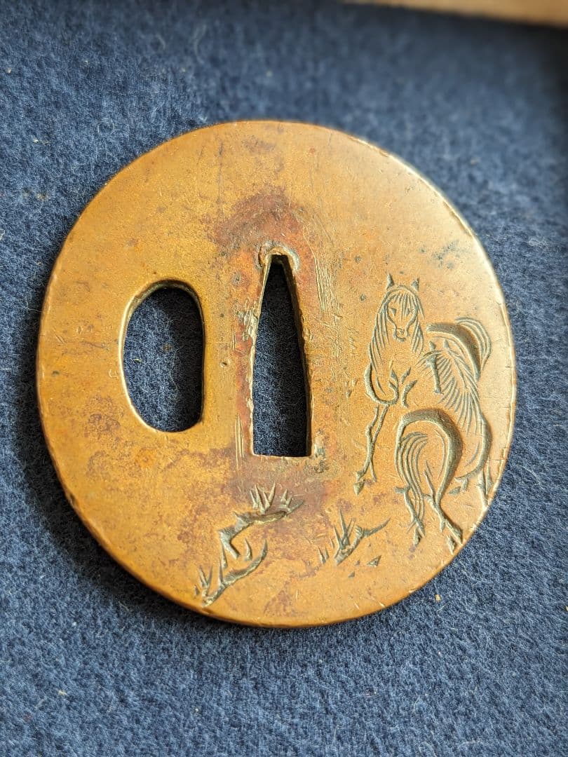 日本刀鍔　銅地　馬の絵！！　スゴイ！！！