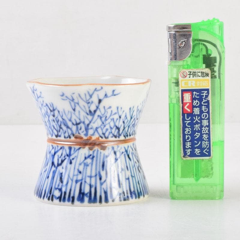 茶道具　京焼　平安昭阿弥造　染付　束柴蓋置　共箱　C　8676