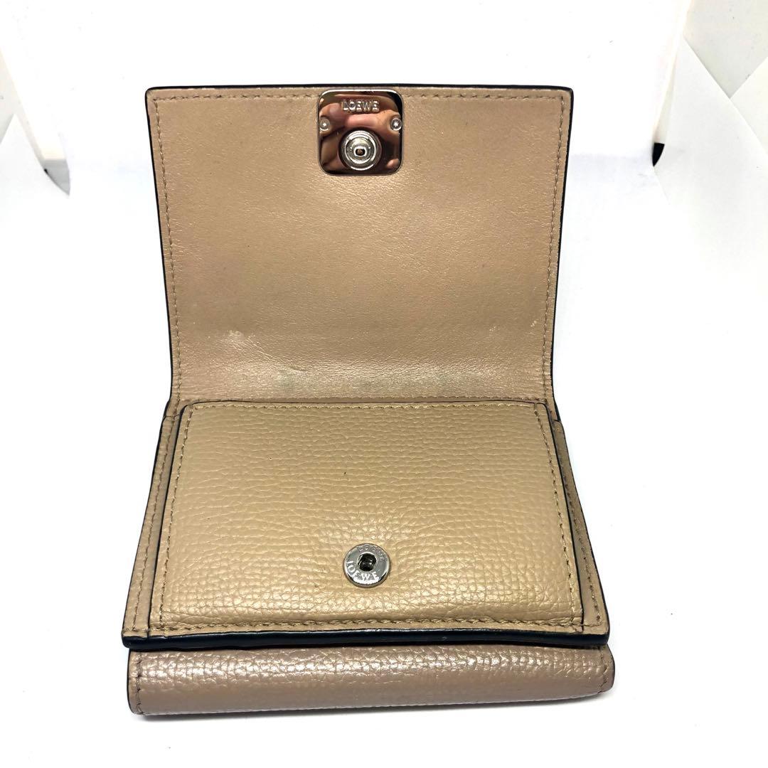 LOEWE アナグラム トライフォールド 三つ折り財布 ベージュ