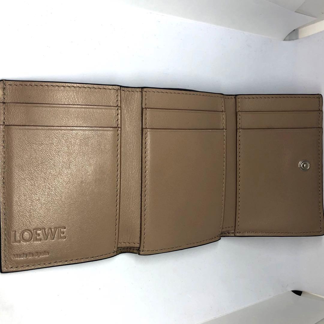 LOEWE アナグラム トライフォールド 三つ折り財布 ベージュ