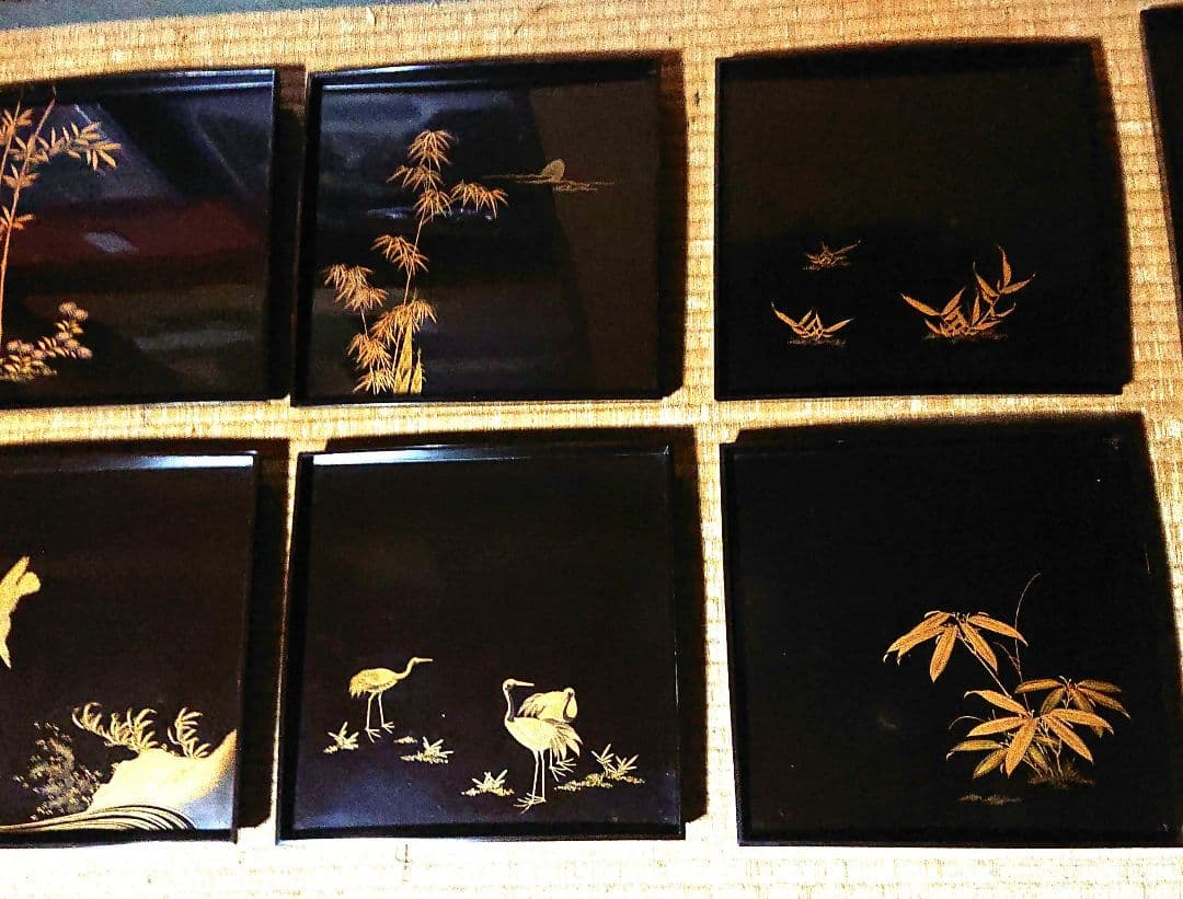 吸物膳漆器 金箔装飾 10枚セット A329