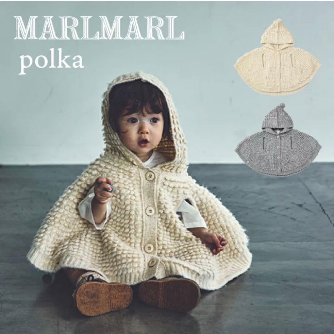 MARLMARL polka マールマール　フード付きポンチョ ecru