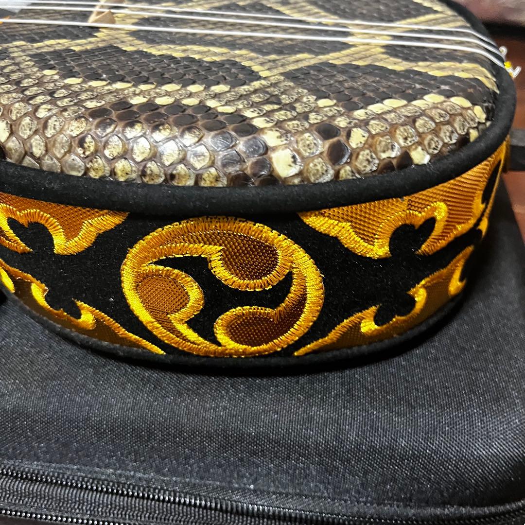 ヘビ皮沖縄三味線 （練習用）ケース付き