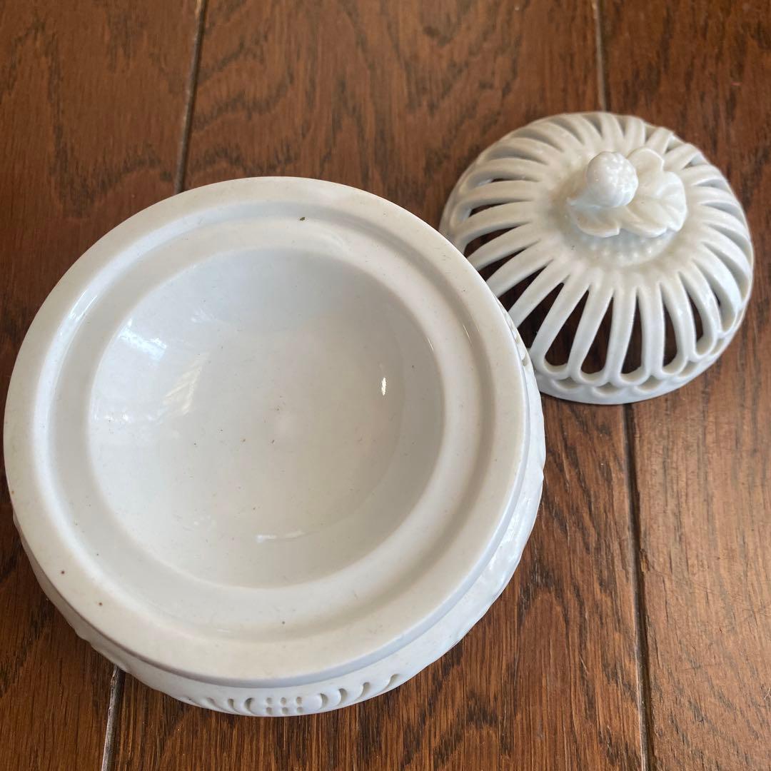 香炉 杉原一壺 有田焼 透かし 唐草 白磁 三脚香炉 初釜茶道具 茶道