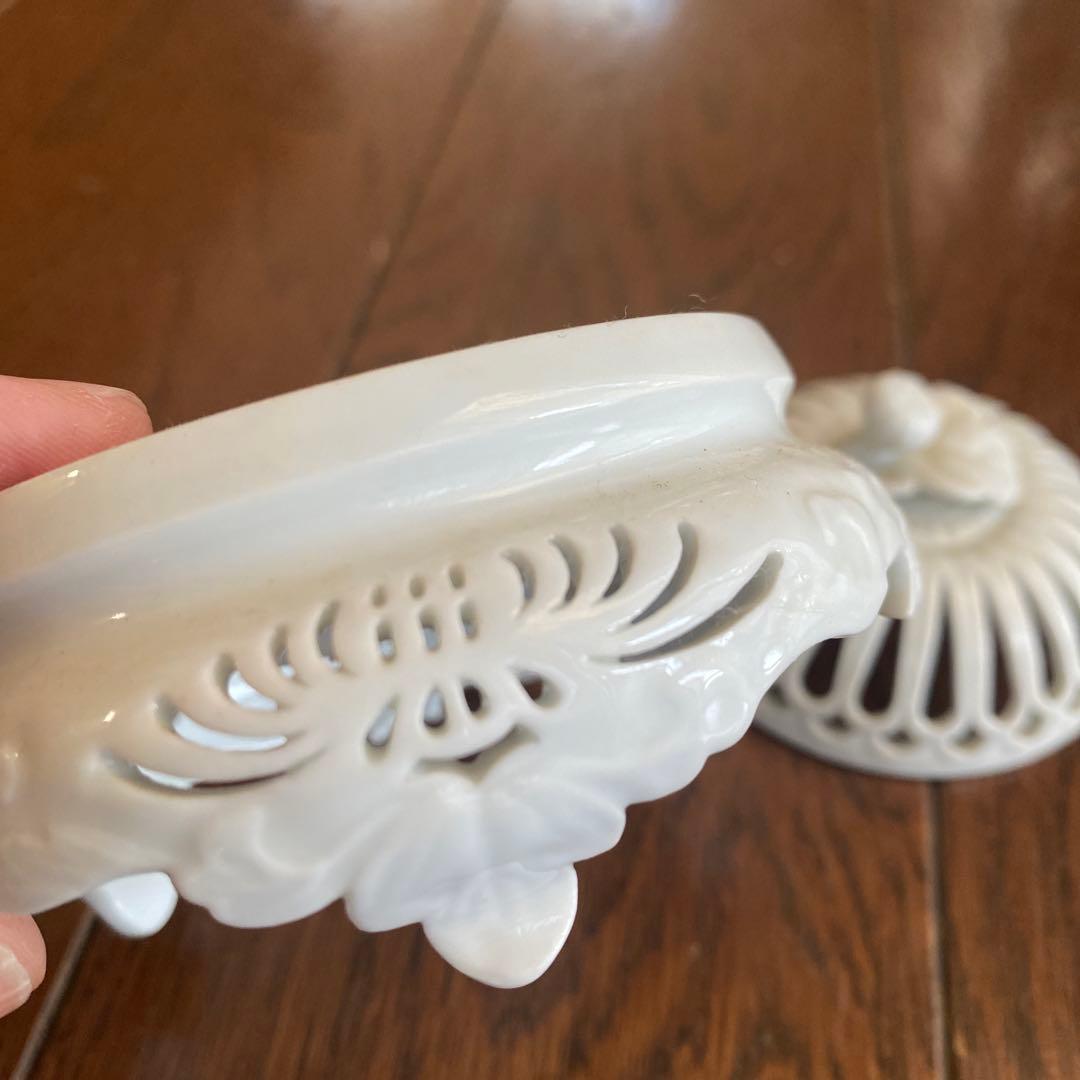 香炉 杉原一壺 有田焼 透かし 唐草 白磁 三脚香炉 初釜茶道具 茶道