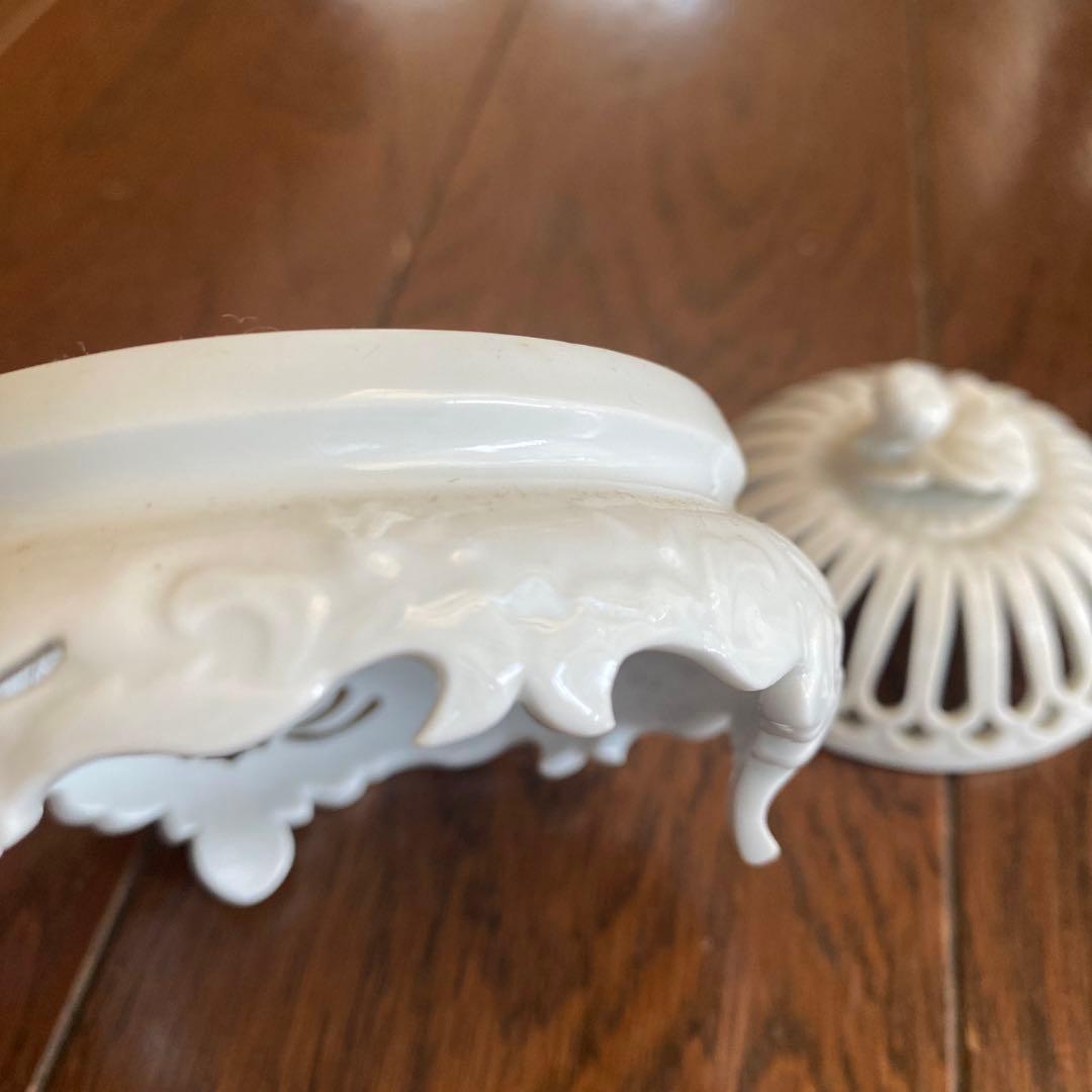 香炉 杉原一壺 有田焼 透かし 唐草 白磁 三脚香炉 初釜茶道具 茶道