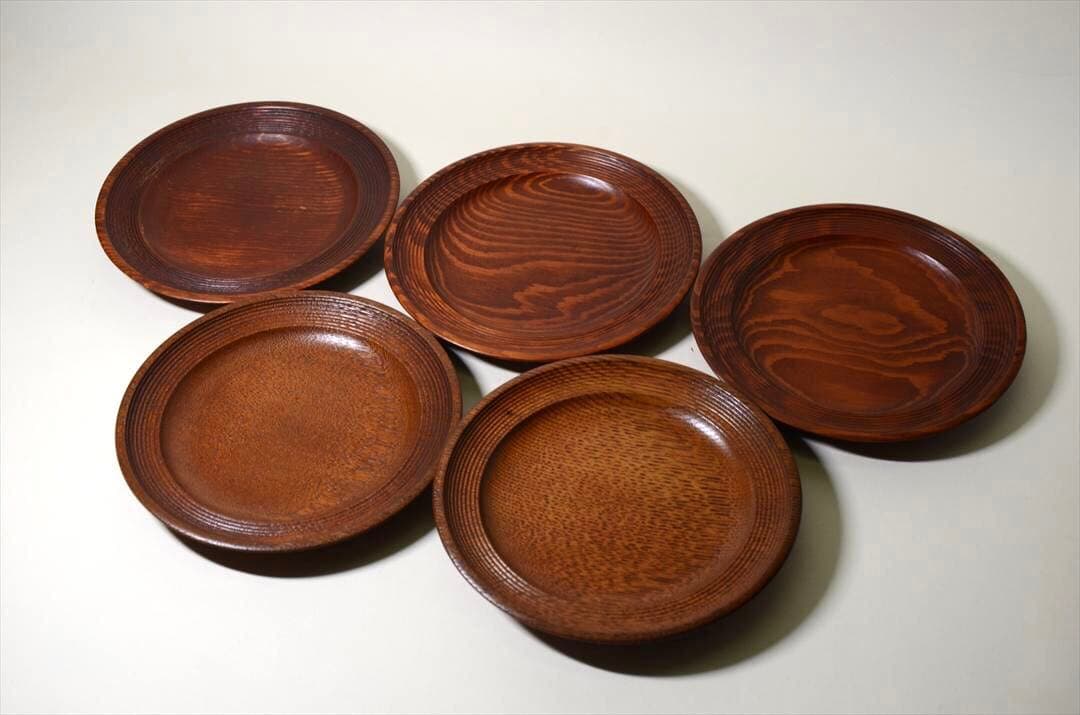 昭和時代　作家　木皿　団子皿　菓子皿　銘々皿　１０枚組　アンティーク b