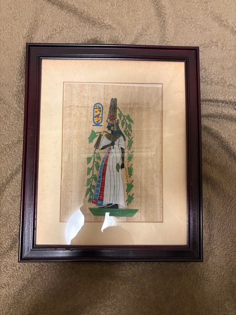 エジプトパピルス画 木製フレーム付き