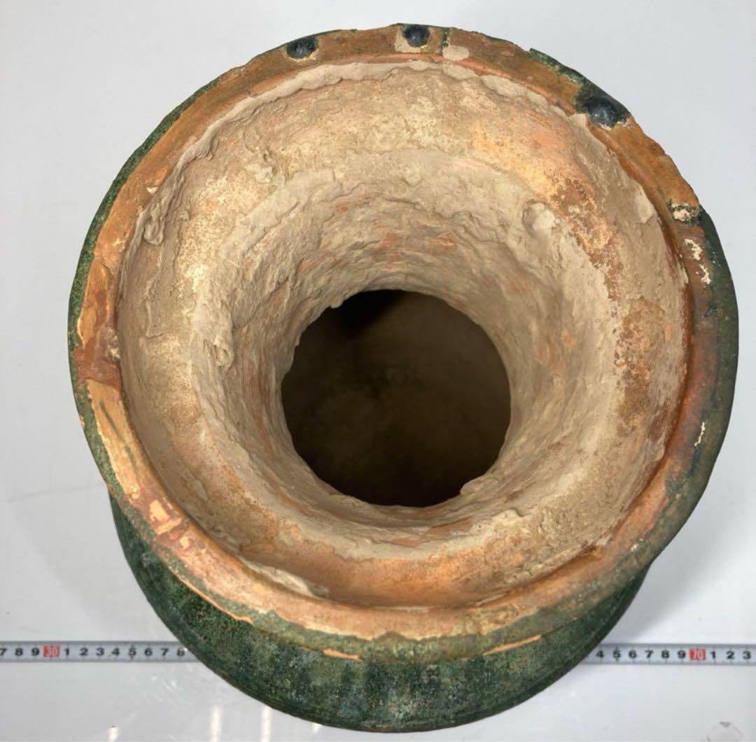 中国漢時代　漢緑釉大壺 高さ35.3cm 漢緑