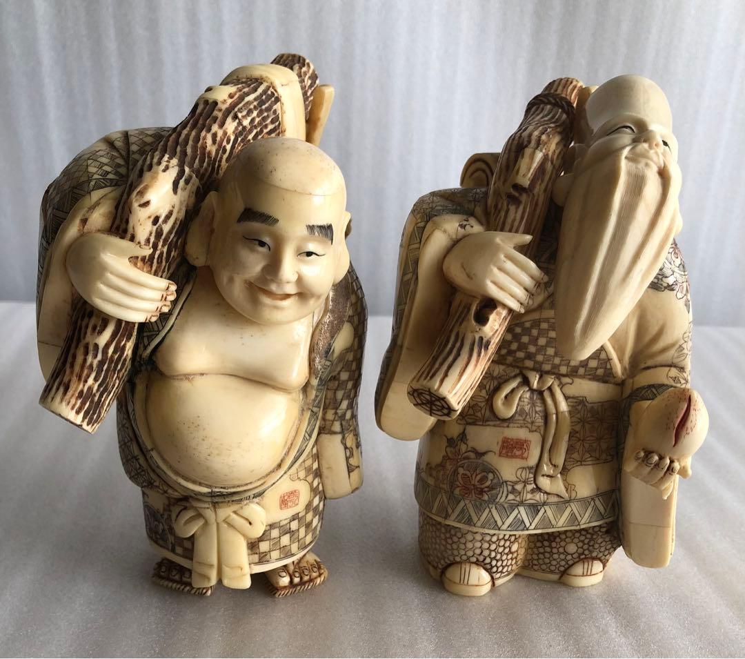 七福神 細密彫刻 時代物 縁起物 開運 置物