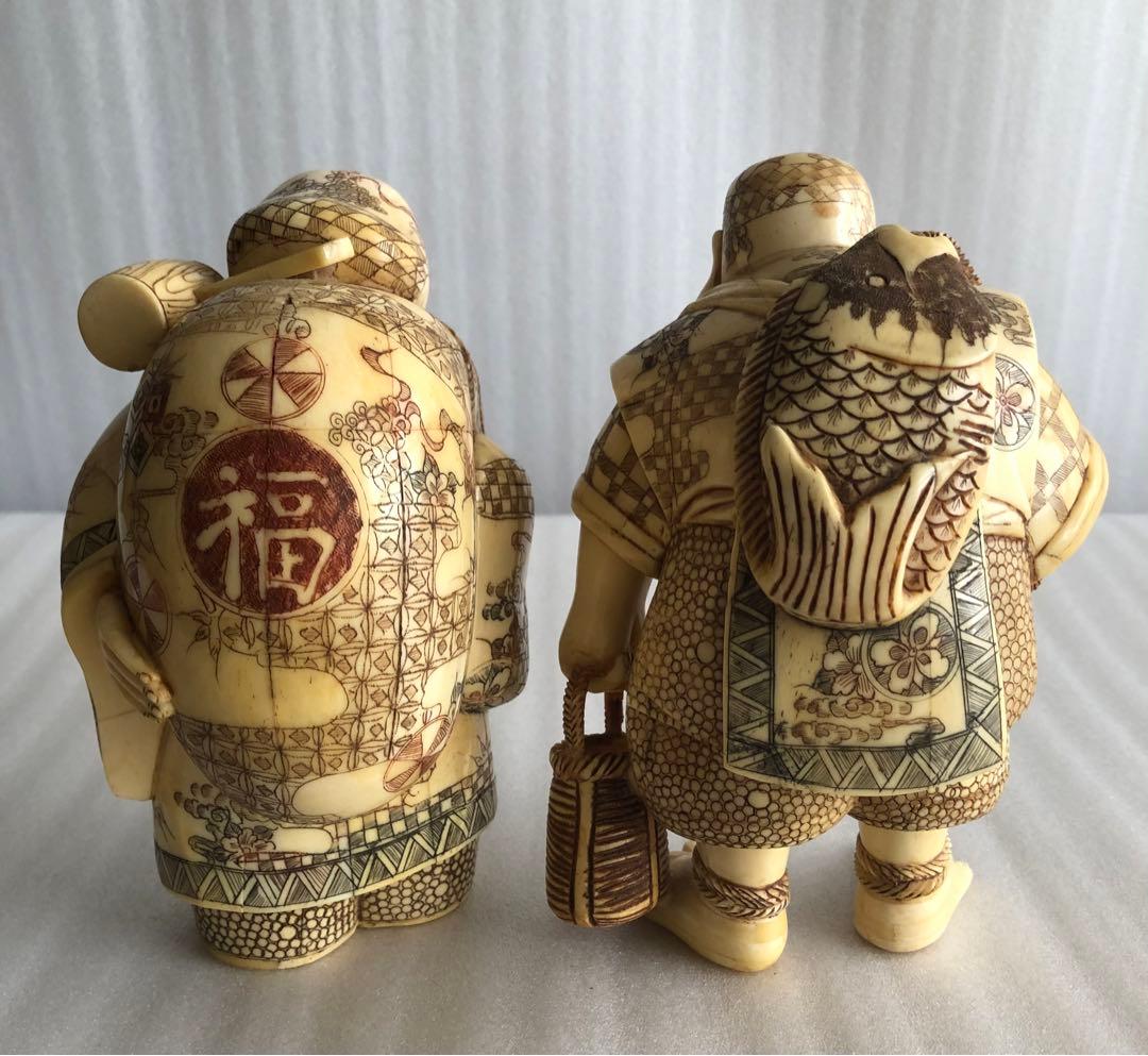 七福神 細密彫刻 時代物 縁起物 開運 置物