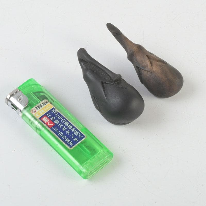 茶道具　瓢介作　黒柿　茄子香合　2点　共箱　V　9543