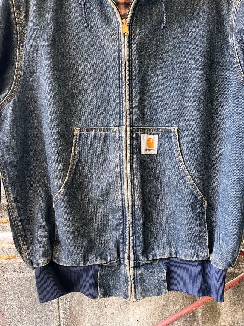 希少carharttカーハートデニムアクティブジャケットM裏ブランケットUSA製