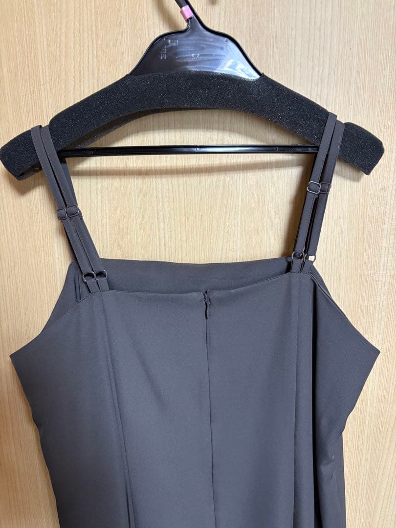 オケージョンドレス　ブラウン　シアー　キャミワンピース　ロング