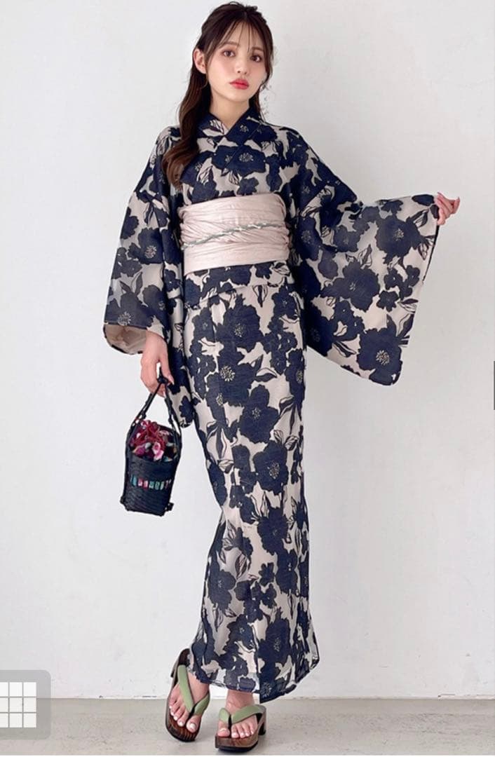 グレイル　GRL3点セット2Wayオーガンジー花柄セパレート浴衣　※本日発送可！