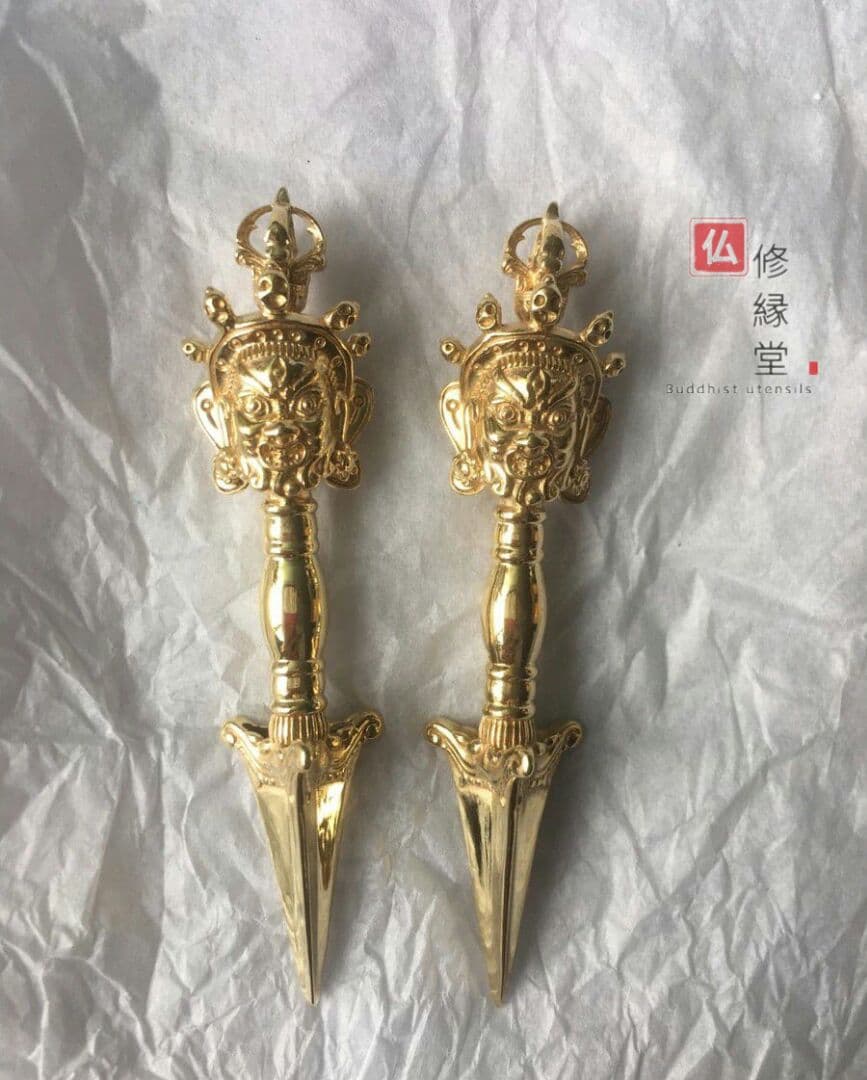 真言宗法具 6点セット ペンダント【穢迹金剛杵·エツ刀】三鈷杵 法器 真鍮制