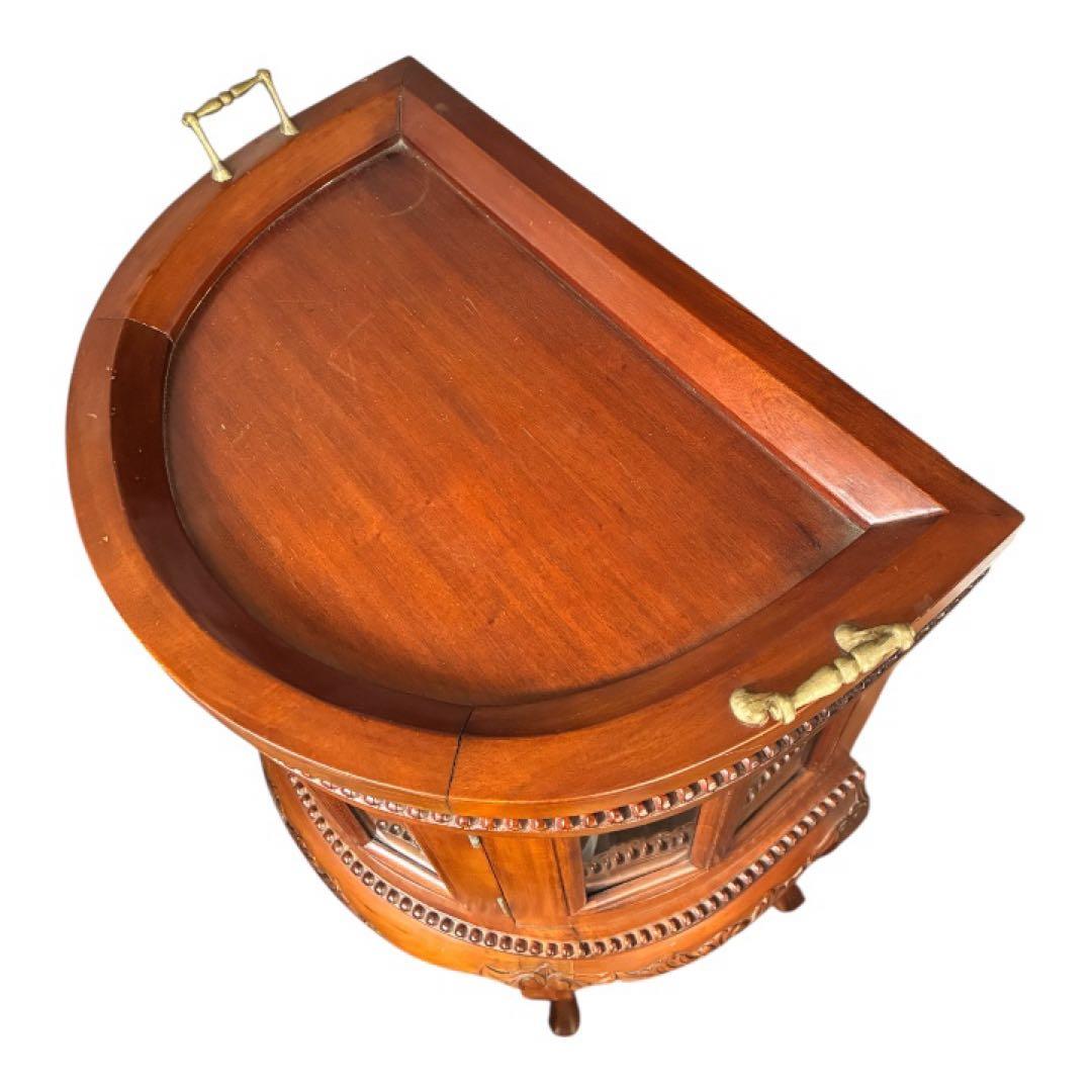 アンティーク 猫足 硝子 キャビネット 酒棚