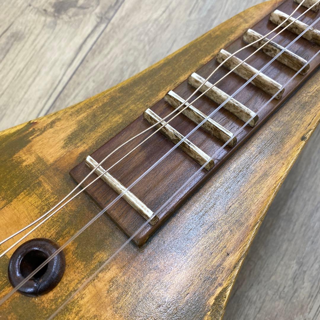 中国美術　木製　四弦秦琴　袋付　106㎝　東な7-1208