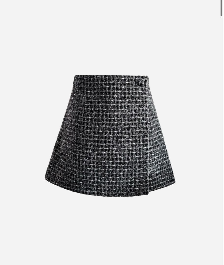 パンツ shiny tweed wrap culottes