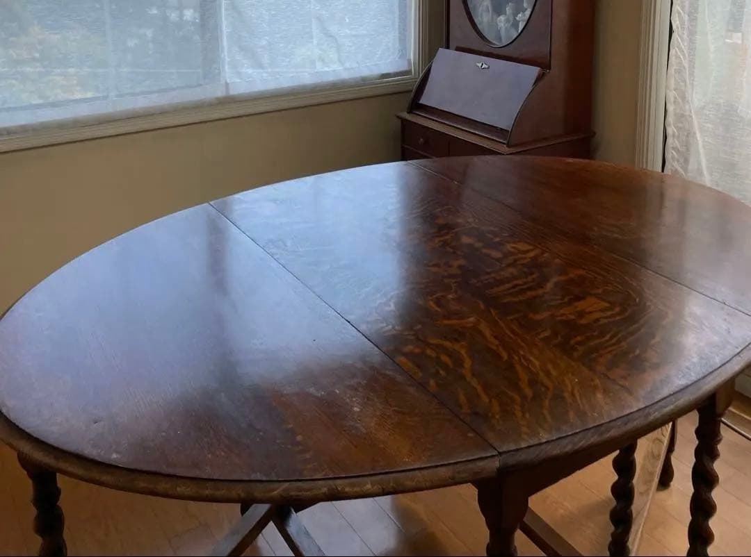 【希少サイズ】バーリーツイスト ゲートレッグ．バタフライダイニングテーブル