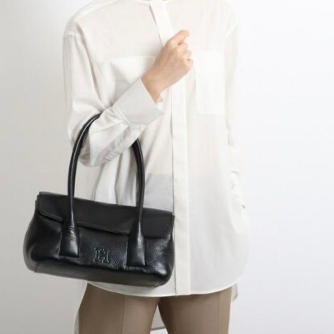 【HIROFU ヒロフ】ペルーシェSハンドバック　ブラックレザー　冠婚葬祭　美品