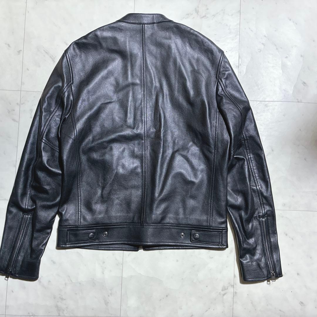 未使用級　COACH ライダースジャケット　ラムレザー　シグネチャー　黒　ロゴ