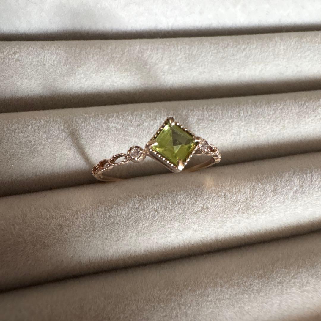 ⭐️本日限定価格！K10 ♡ ペリドット スクエアリング 約13.5号