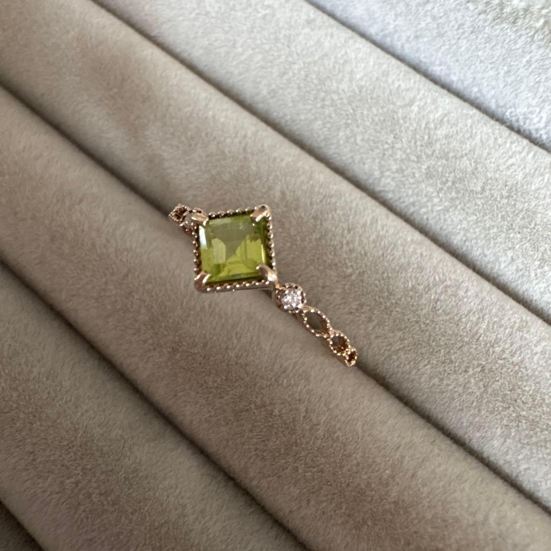 ⭐️本日限定価格！K10 ♡ ペリドット スクエアリング 約13.5号