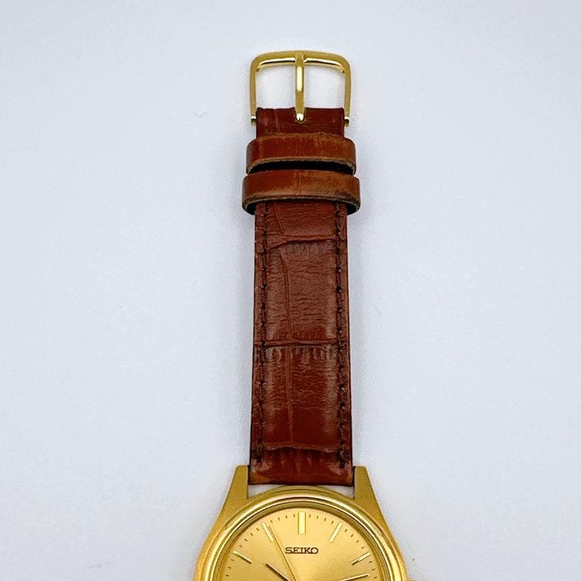 セイコー クォーツ デイト ヴィンテージ ゴールド メンズ腕時計 動作良好