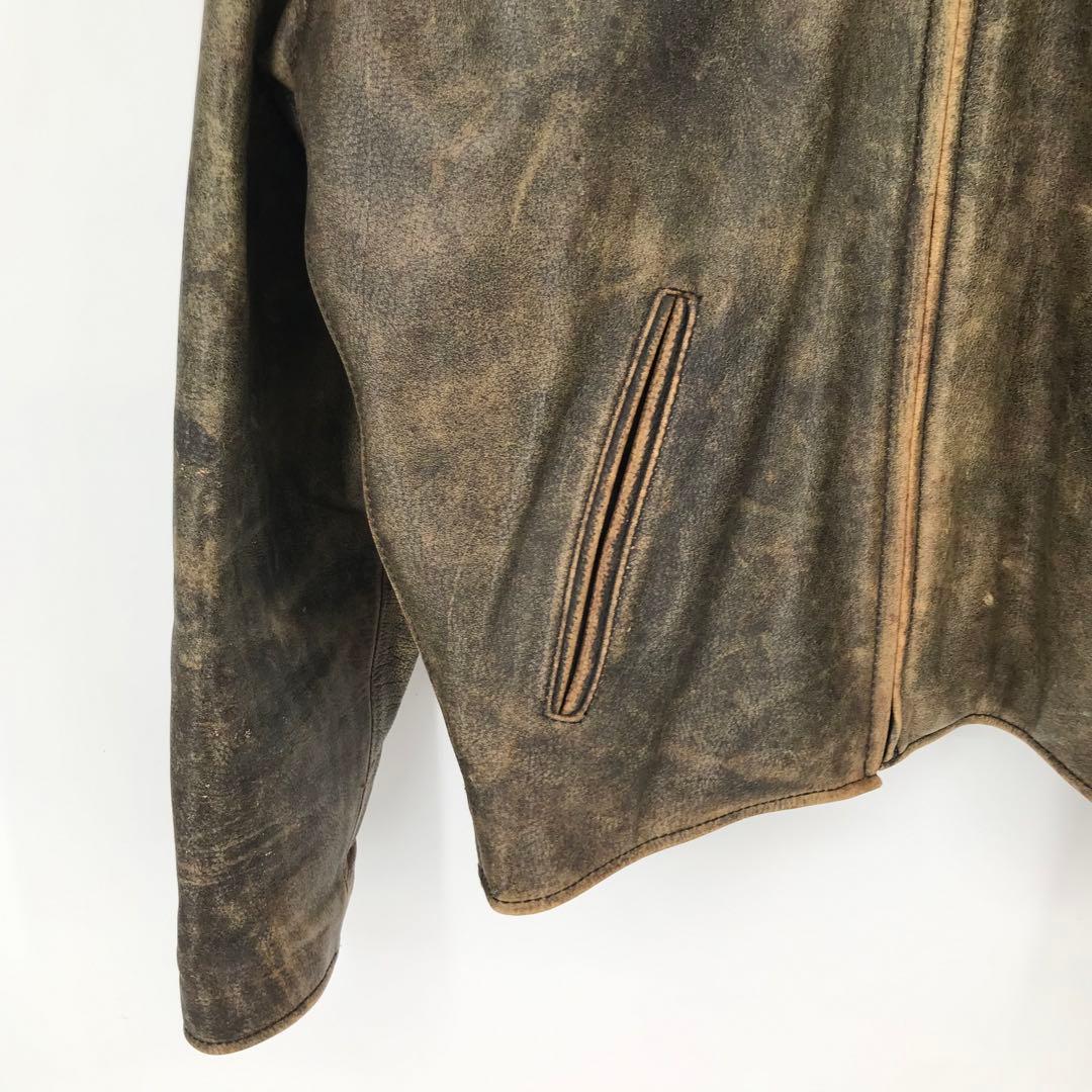 G.S.C ON TIME　レザージャケット　L　ライダース　ブラウン