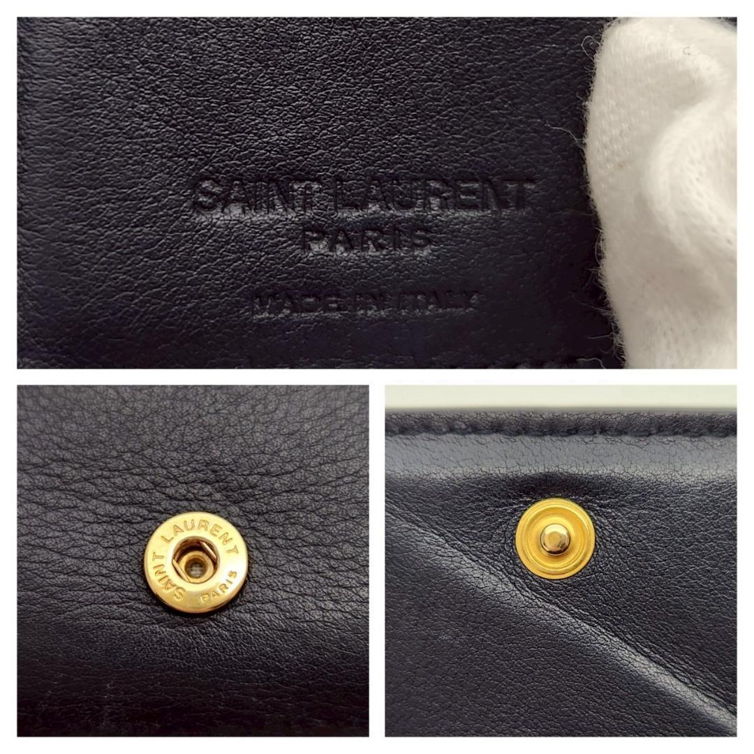 極美品 サンローラン 三つ折財布 オリガミ タイニウォレット レザー ブラッ ク