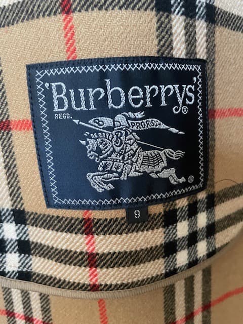 美品 バーバリー 希少赤 ダブルブレスト コート タータンチェック