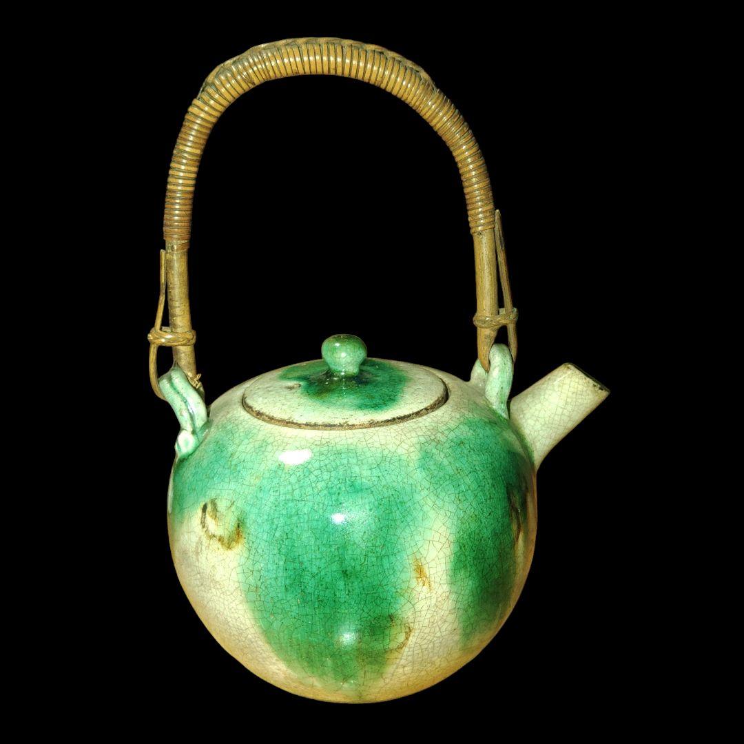 清水六兵衛　織部釉急須　土瓶　茶道具