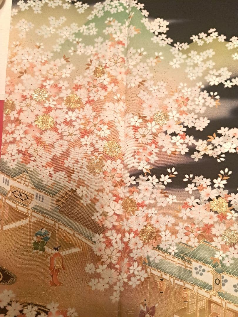 美品❇️作家物手描友禅　金彩駒刺繍　 黒留め袖 　５つ紋　6点フルセット
