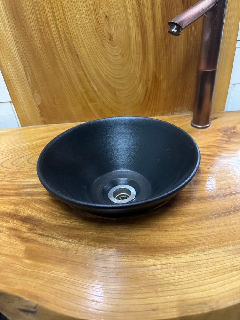 こ*う様 新品★信楽焼★手洗鉢★洗面ボウル★洗面鉢★陶器★約25.5㎝★黒