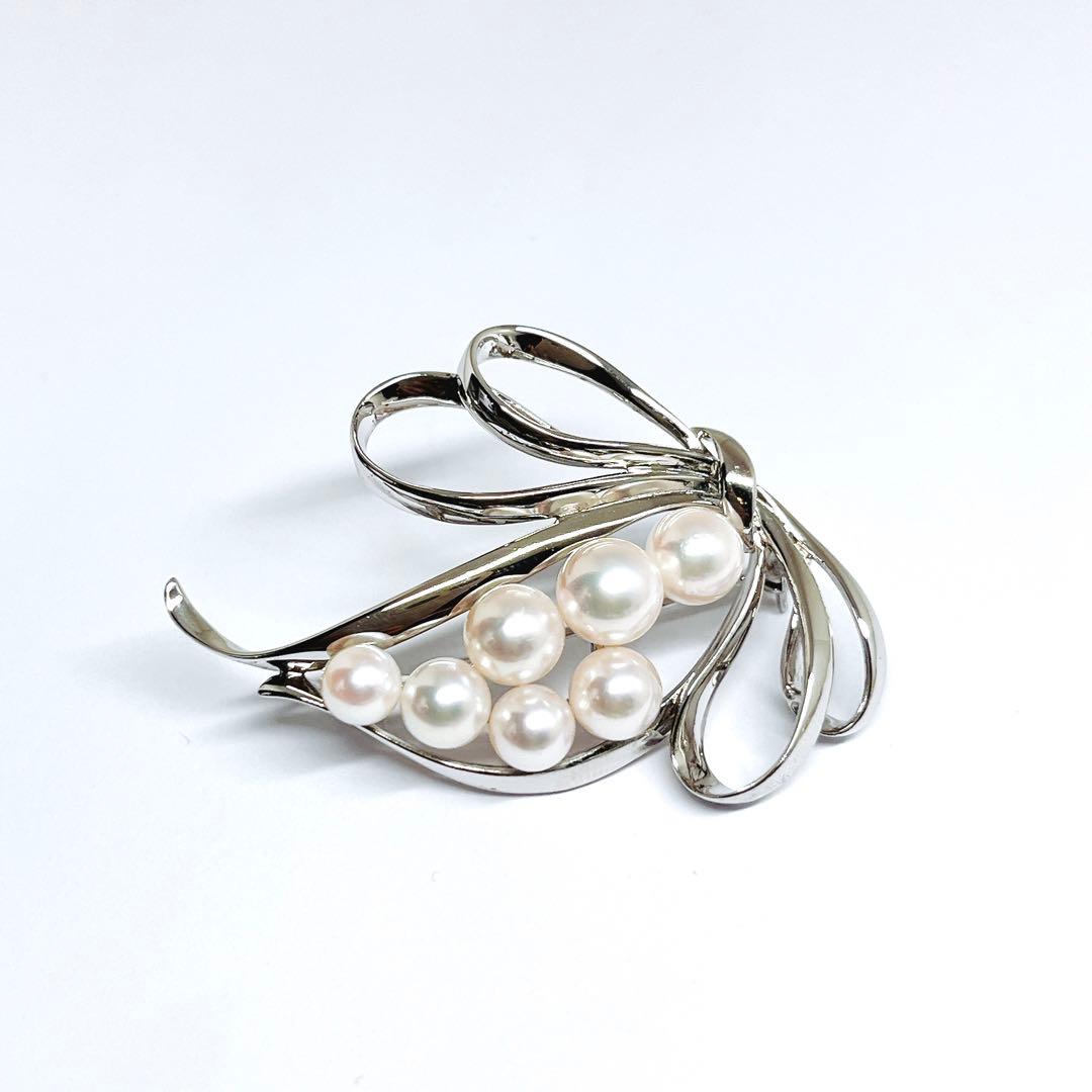 極美品✨MIKIMOTO ミキモト パール　ブローチ　　リボン　フラワー