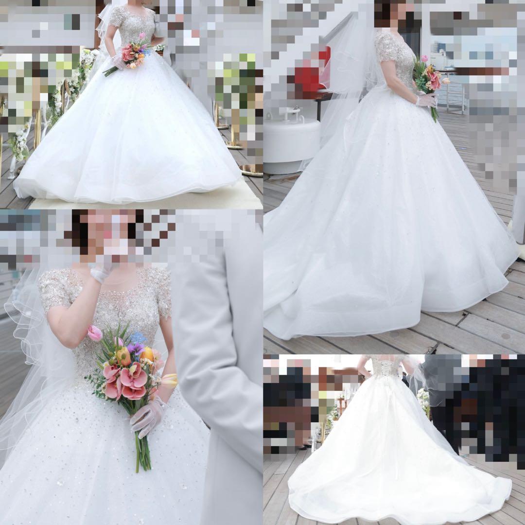 Aライン ビジュー ウェディングドレス/MINLADY BRIDE 美品☆