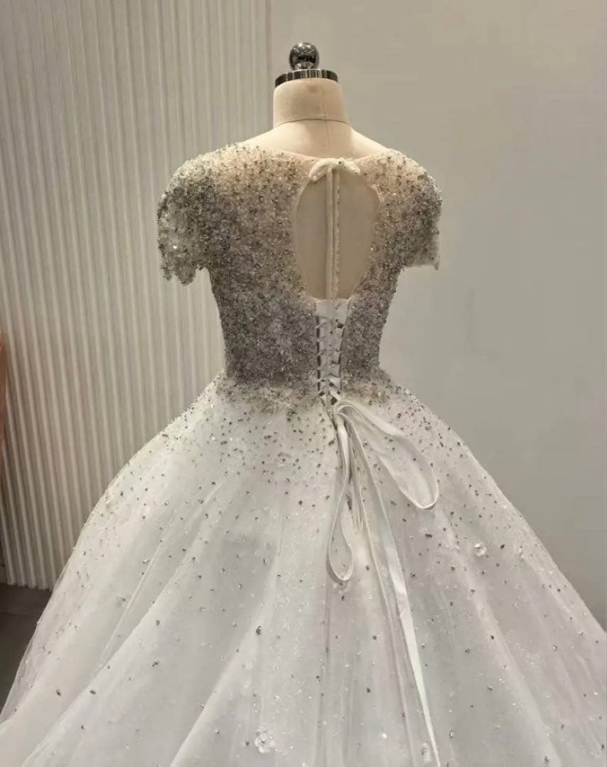 Aライン ビジュー ウェディングドレス/MINLADY BRIDE 美品☆