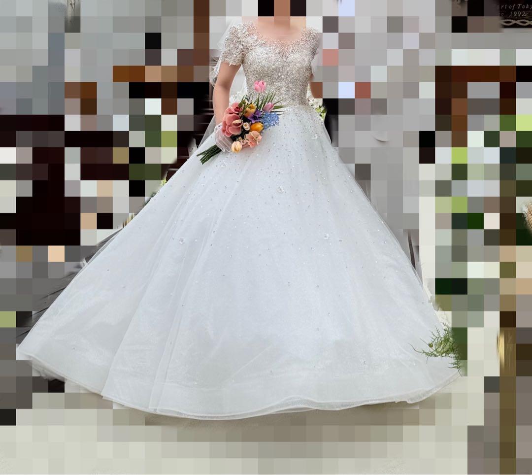 Aライン ビジュー ウェディングドレス/MINLADY BRIDE 美品☆