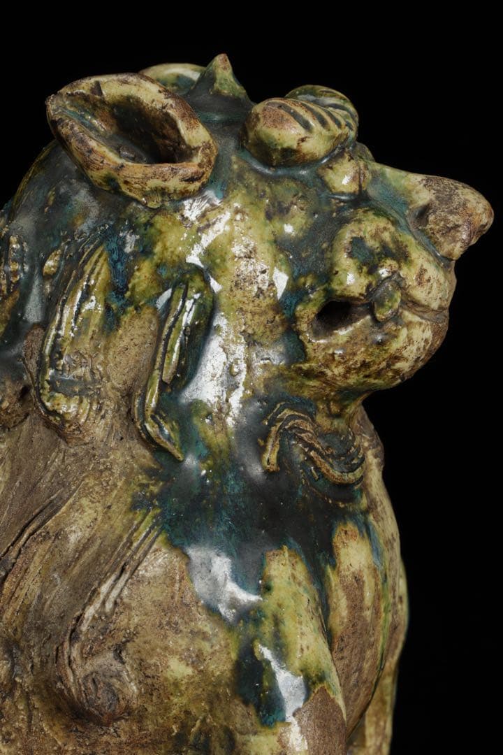 江戸期名陶 【加藤春岱】 瀬戸焼 特大狛犬 阿吽 一対 桐箱 獅子 古美術 骨董