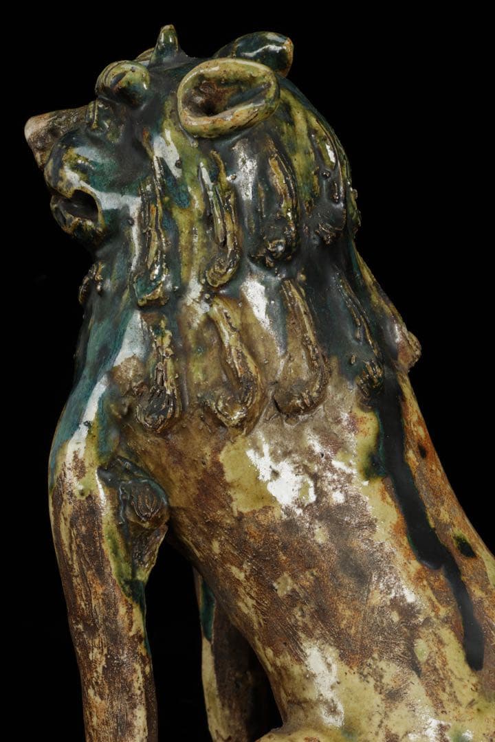 江戸期名陶 【加藤春岱】 瀬戸焼 特大狛犬 阿吽 一対 桐箱 獅子 古美術 骨董