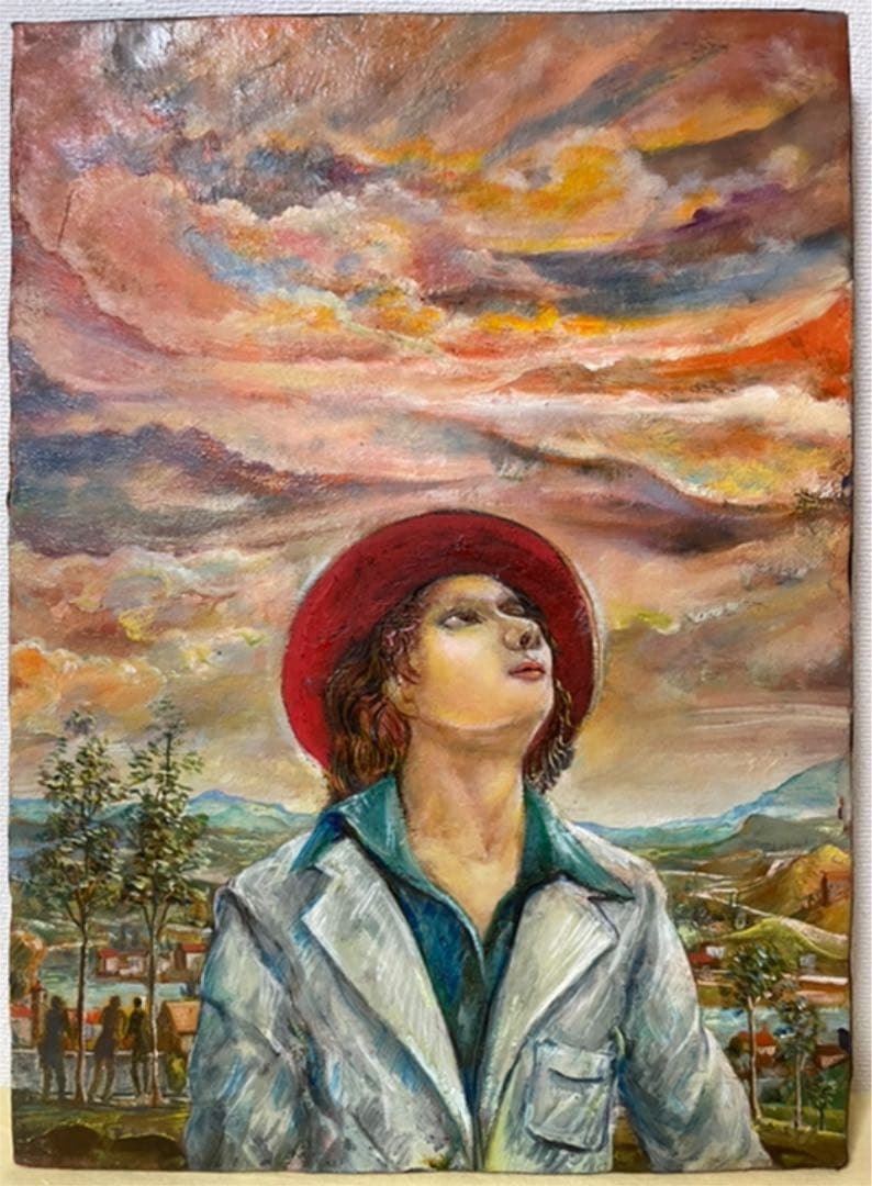 津田周平 油彩 カンヴァス F4 原画 真作保証 1点物