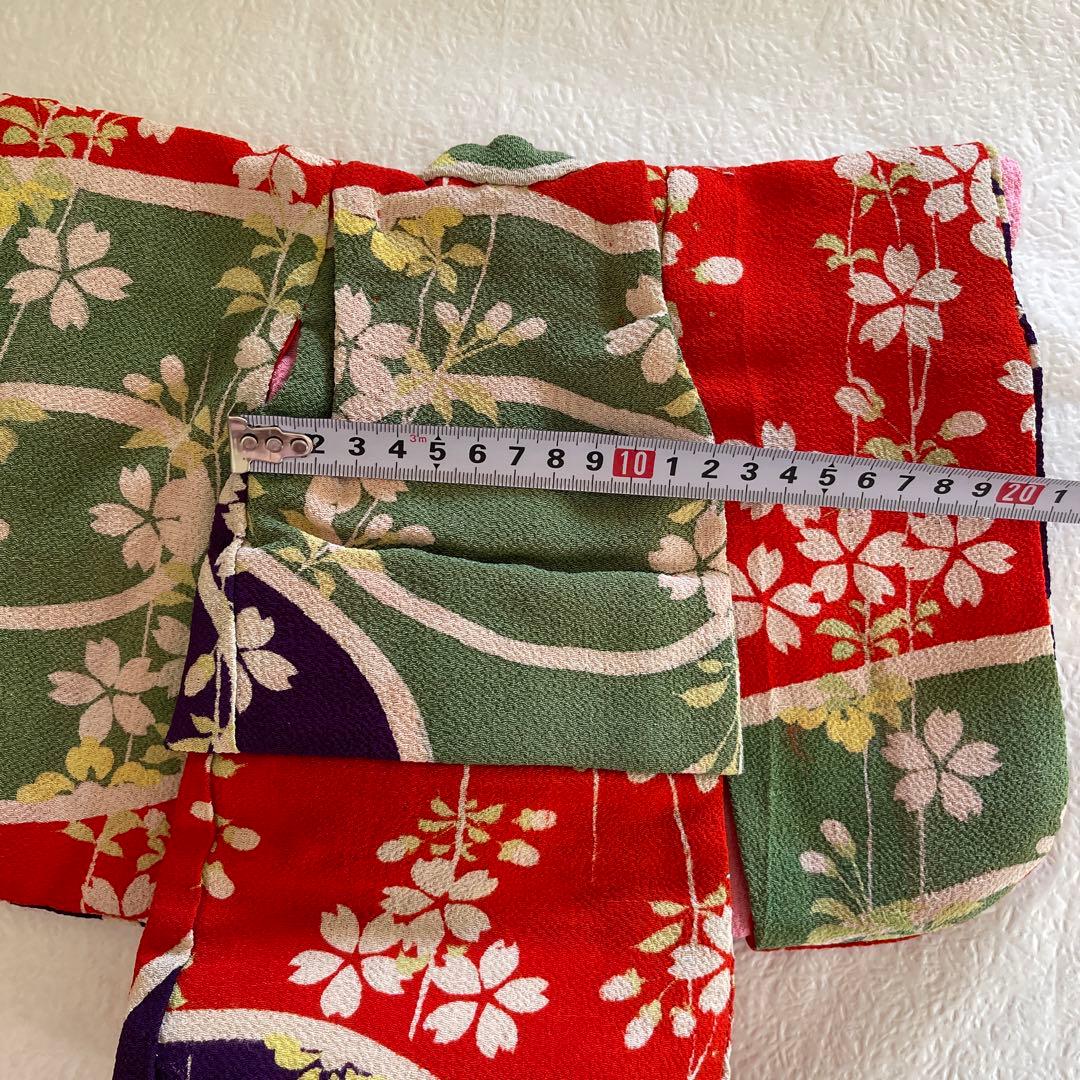 人形の着物　8号　二枚重ね　古布ちりめん③ 桜