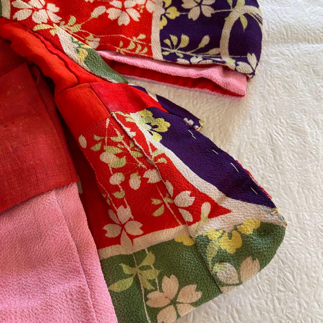 人形の着物　8号　二枚重ね　古布ちりめん③ 桜