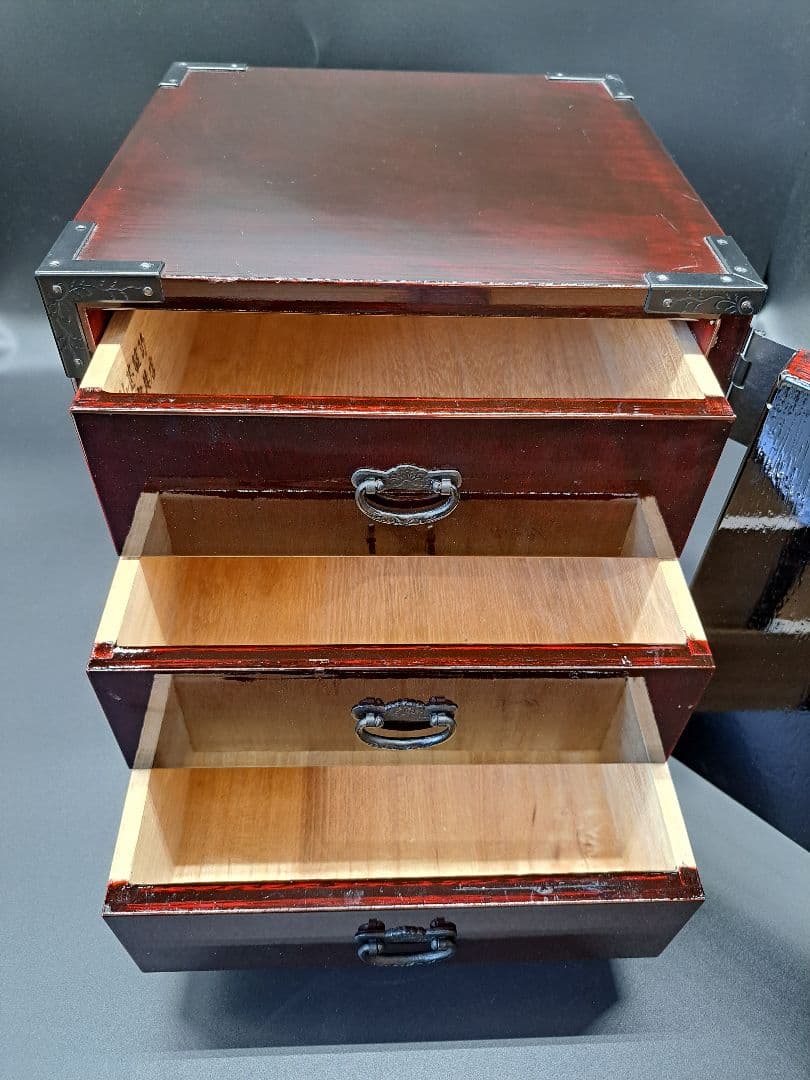 で*い様 仙台箪笥 唐獅子牡丹金具 渡辺家具 船箪笥 小タンス 和モダン ローボ