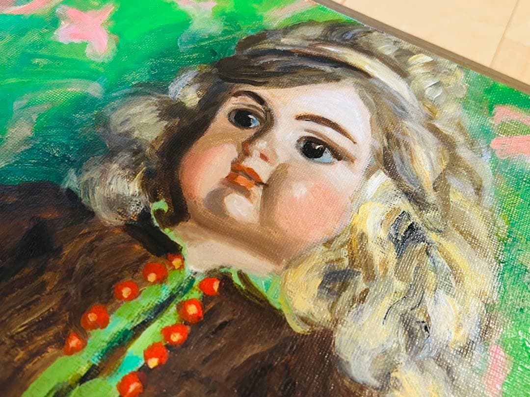 真作保証 田村孝之介 油彩8号 人形画 大地堂豪華額装 高島屋美術部購入 美品