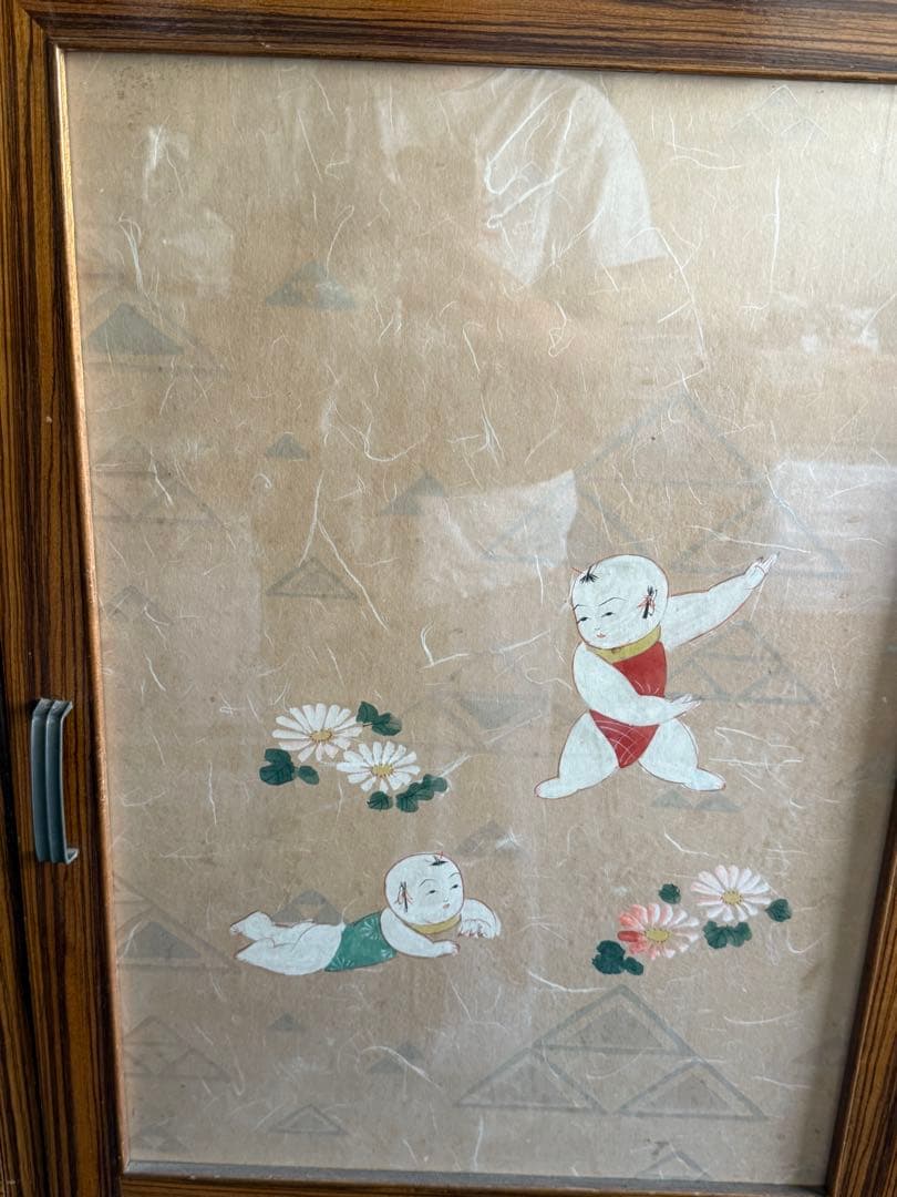 【送料込み】茶箪笥　童子絵　和家具　ヴィンテージチェスト