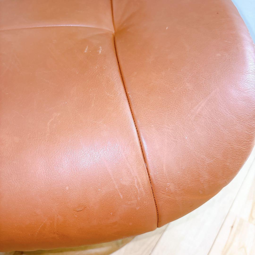 カリモク オットマン 本革 ブラウン 木製