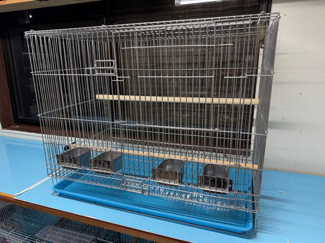 ステンレス製鳥かご 餌入れ4個付き